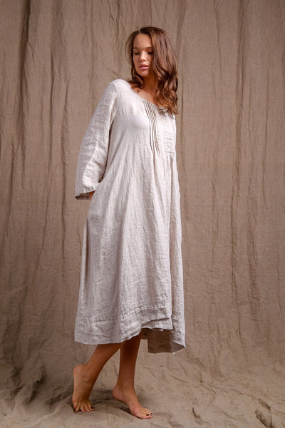 natural white linen tank dress, organic tank dress, linen clothing, short sleeve natural linen dress 