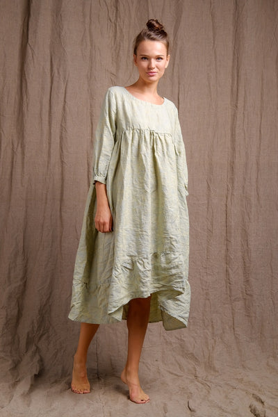 organic linen dres, delicate outfit, long sleeve linen dress